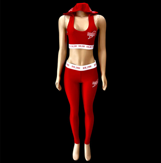 Hooded Sports Bra Set With Matching Scarf.