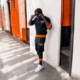 Black and Orange Kalzani Crew Neck Jogger Sweatsuit