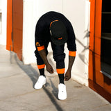 Black and Orange Kalzani Crew Neck Jogger Sweatsuit