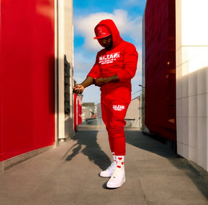 Red and White Kalzani Jogger Sweatsuit