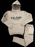 Custom nude Kalzani jogger sweatsuit.