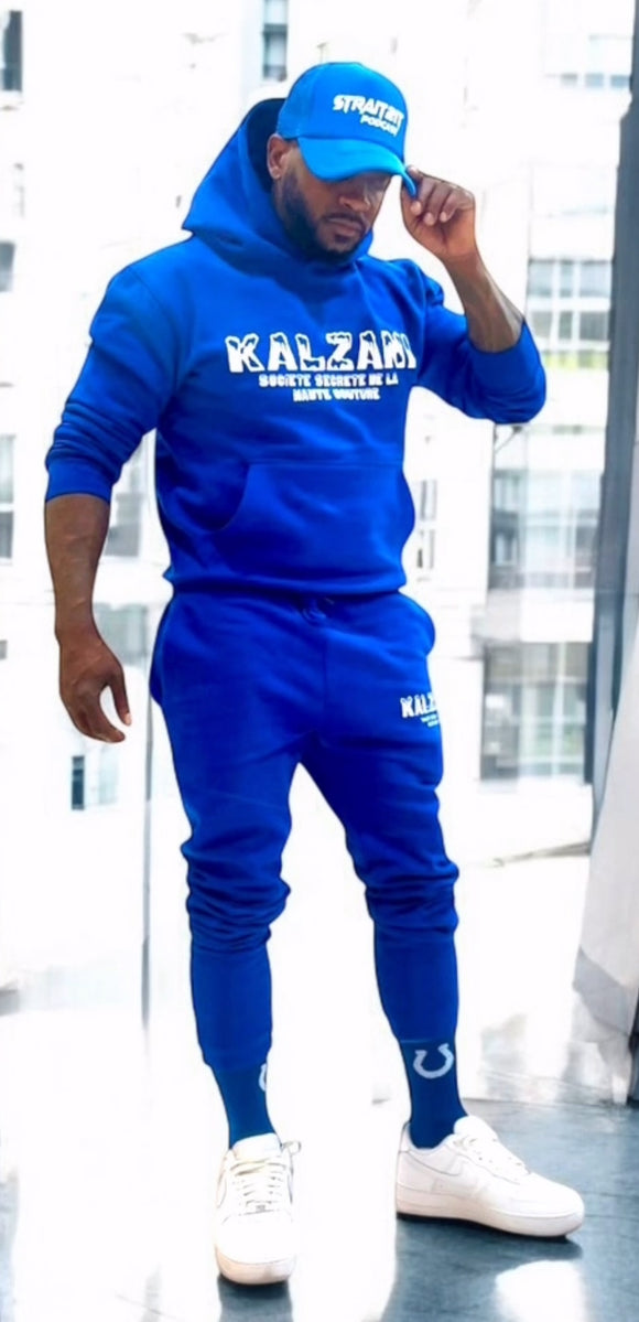 Royal Blue and White Jogger Set.