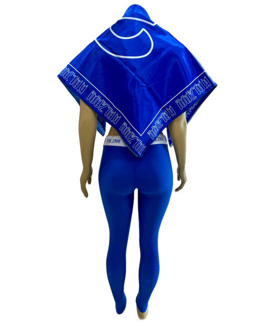 Hooded Sports Bra Set With Matching Scarf.
